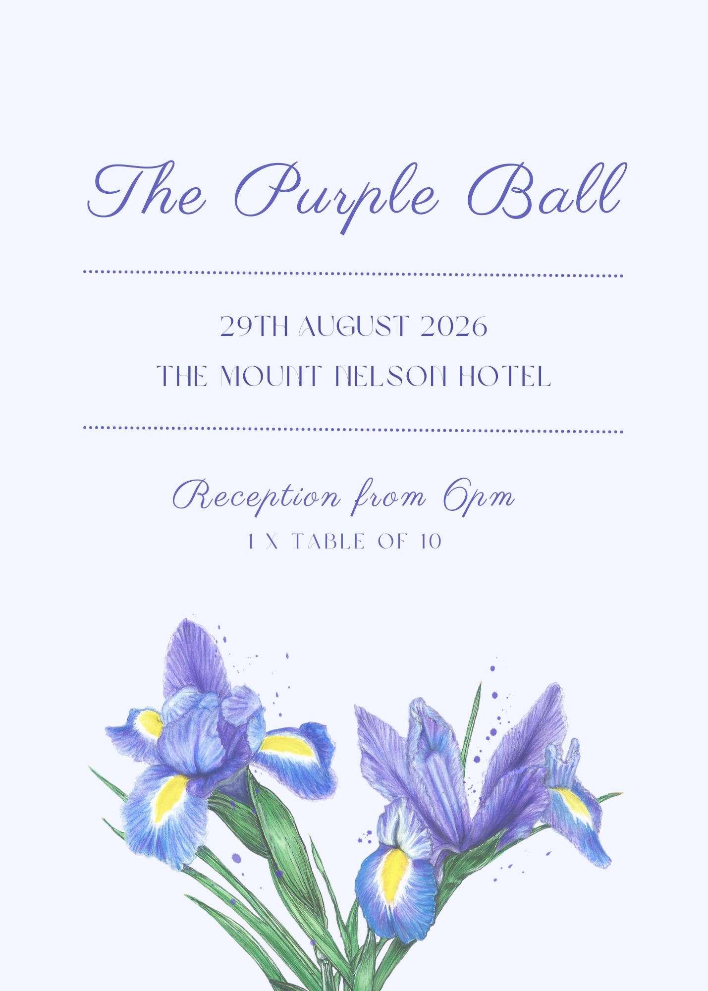 The Purple Ball 29th August 2026 - Table of Ten